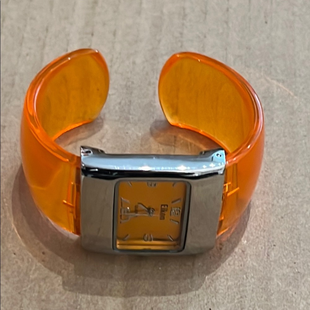 EIKON VINTAGE LUCITE Orange Cuff Bracelet Watch